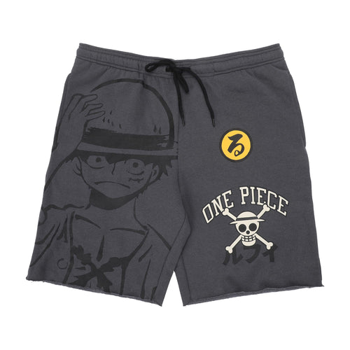 Bioworld One Piece Luffy & Logo Men's Gray Sleep Pajama Shorts